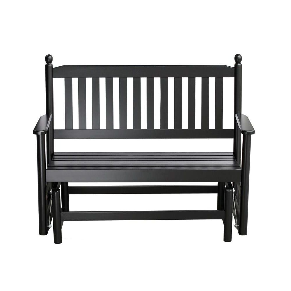 Most Popular Black Outdoor Durable Steel Frame Patio Swing Glider Bench Chairs Within 2 Person Black Wood Outdoor Patio Glider (View 19 of 25)
