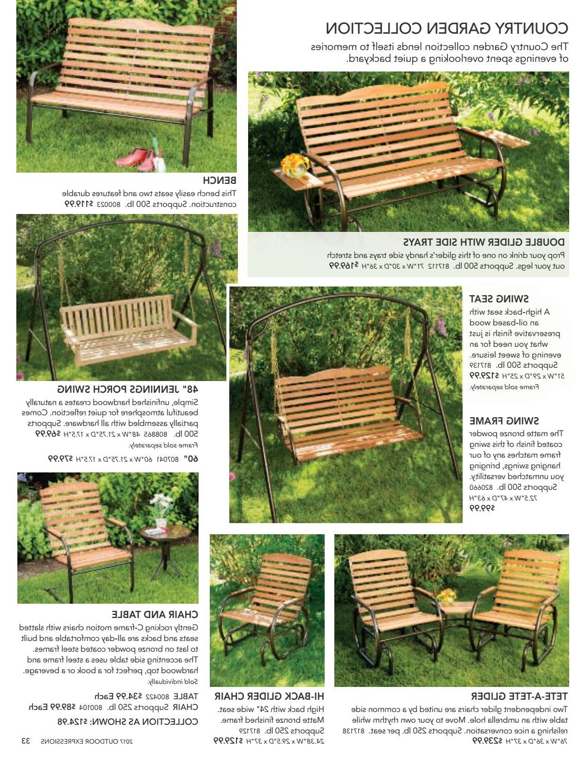 Most Recently Released 2017 Outdoor Expressions Catalogbrian Secor – Issuu Pertaining To Outdoor Swing Glider Chairs With Powder Coated Steel Frame (View 15 of 25)