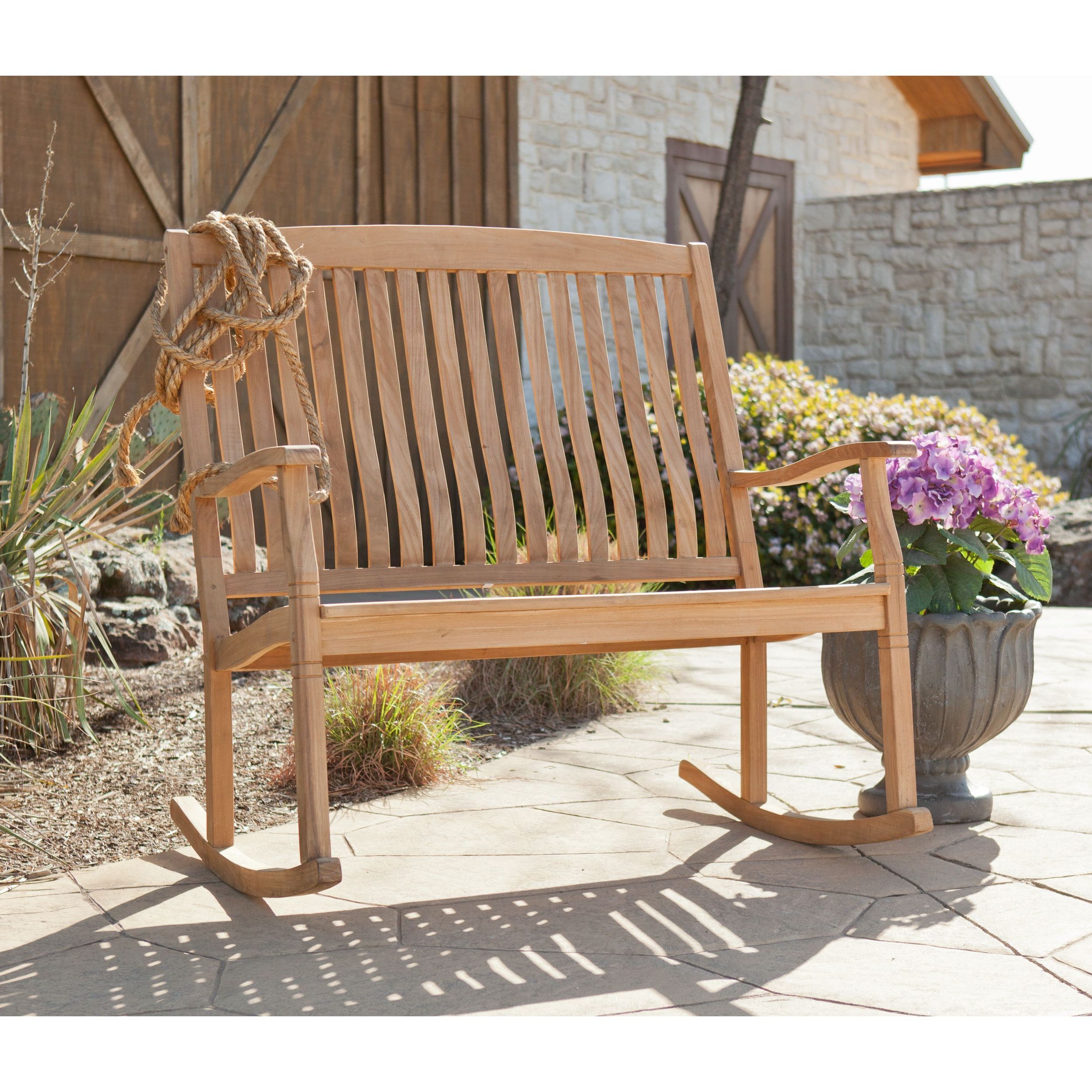 Most Up To Date The Graceful Yet Rustic Style Of This Teak Glider Bench Is Regarding Teak Outdoor Glider Benches (View 2 of 25)