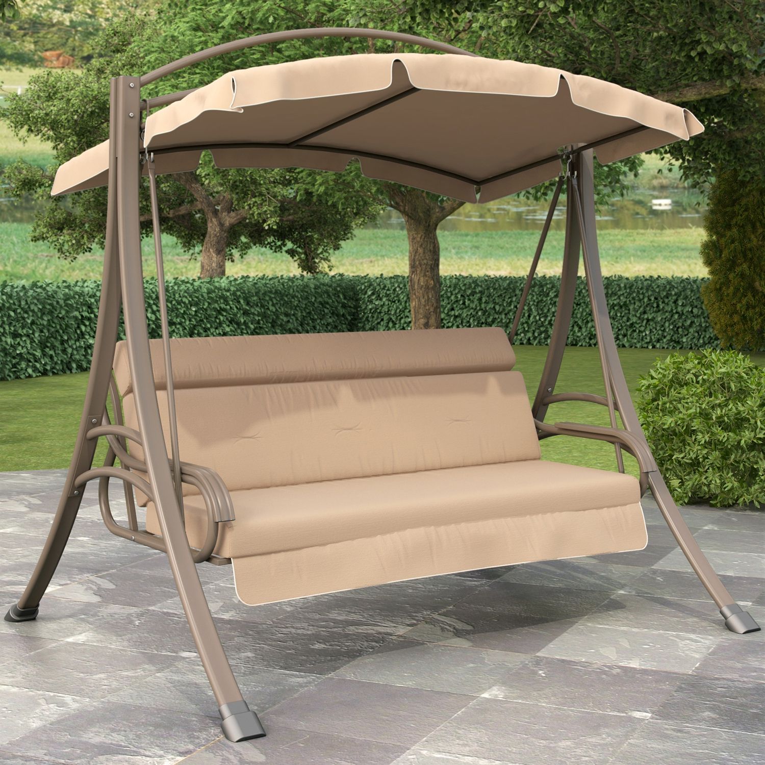 Outdoor Swing Chairs For Relaxing Regarding 3 Seat Pergola Swings (View 24 of 25)