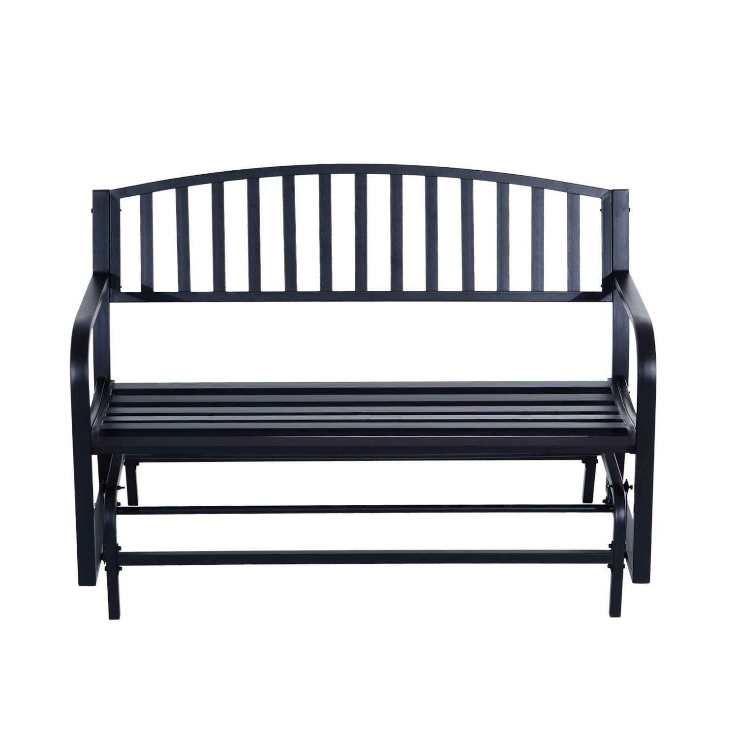 Outsunny 50 Inch Outdoor Steel Patio Swing Glider Bench – Black In Most Recently Released Steel Patio Swing Glider Benches (View 12 of 25)