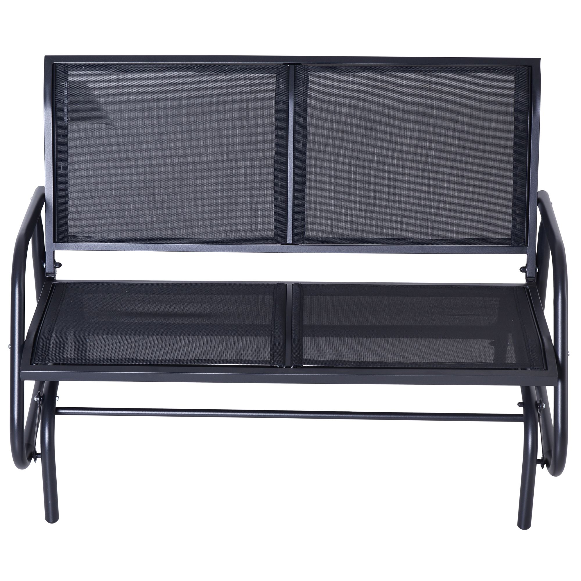 Outsunny Steel Sling Fabric Outdoor Double Glider Rocking Regarding Widely Used Black Outdoor Durable Steel Frame Patio Swing Glider Bench Chairs (View 6 of 25)