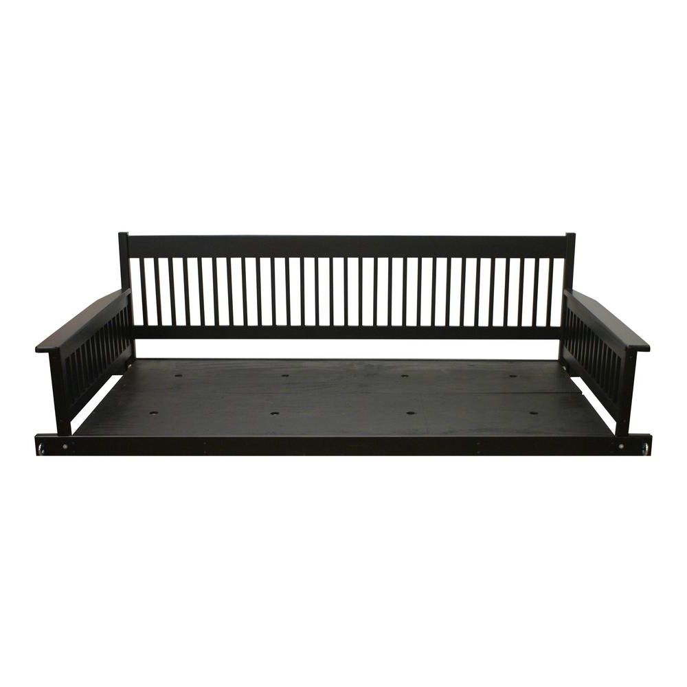 Plantation 2 Person Daybed Wooden Black Porch Patio Swing For Most Popular Daybed Porch Swings With Stand (View 9 of 25)