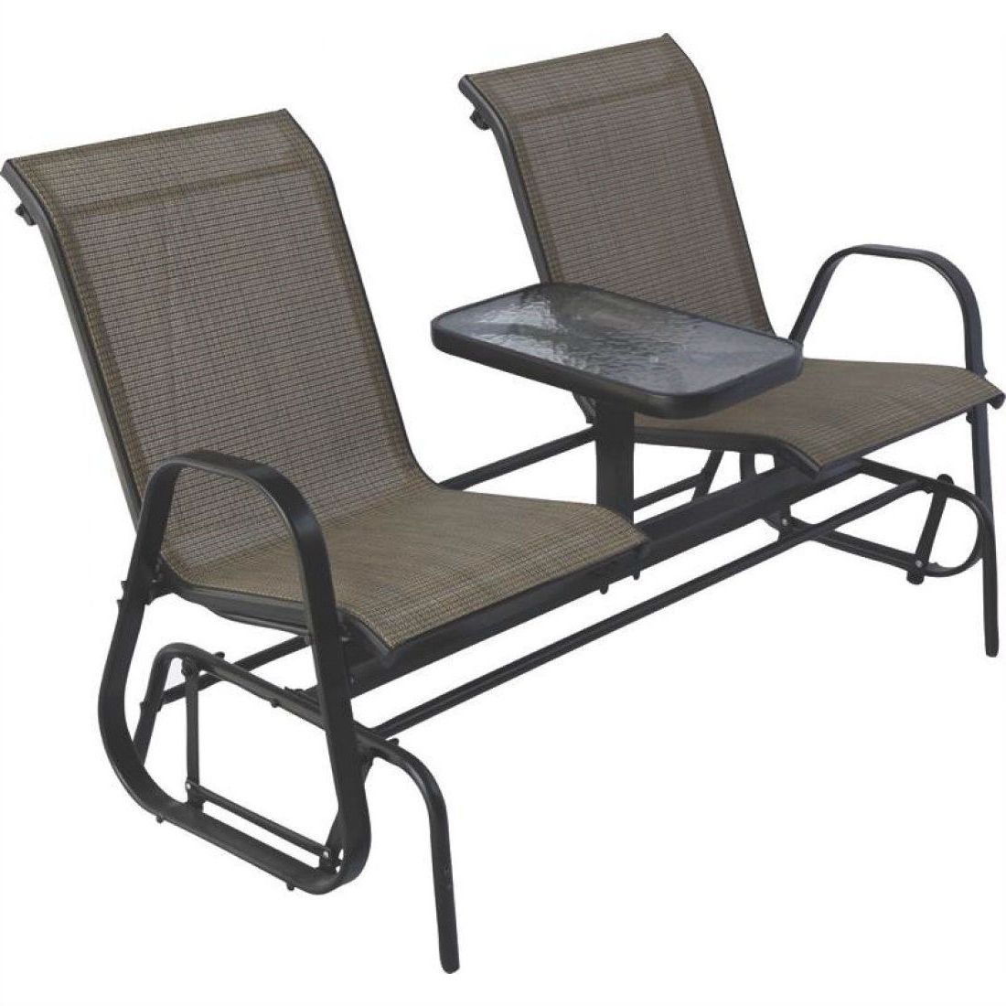 Preferred 2 Person Outdoor Patio Furniture Glider Chairs With Console Table Within Outdoor Patio Swing Glider Bench Chair S (View 12 of 25)