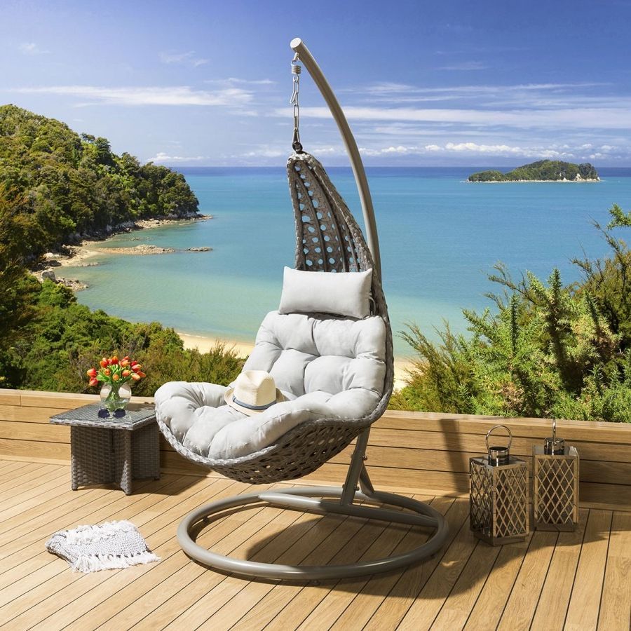 Rattan Garden Swing Chairs Throughout Most Up To Date Luxury Outdoor Modern Garden Hanging Swing Chair Grey Rattan Cover Inc (View 9 of 25)