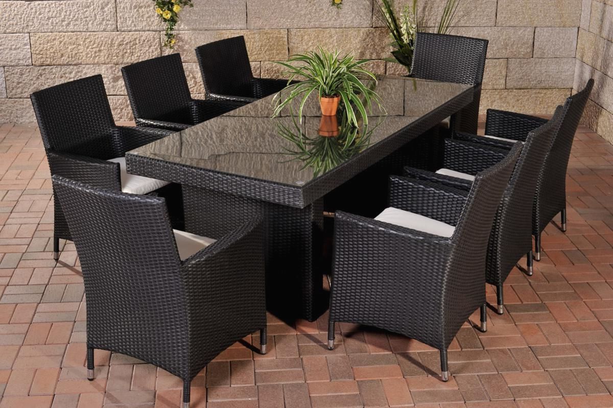 Well Known Rattan Garden Swing Chairs Intended For Rattan Garden Furniture Set „atlanta“ Rattan Table 200 Cm And 8 Chairs For  Garden Or Terrace Black (View 14 of 25)