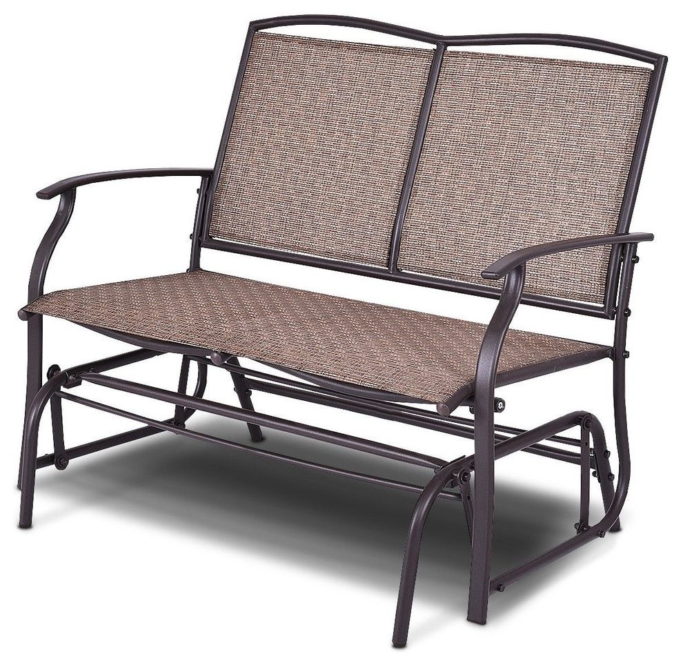 Widely Used Modern Patio Glider Rocking 2 Person Steel Bench With Regard To 1 Person Antique Black Steel Outdoor Gliders (View 23 of 25)
