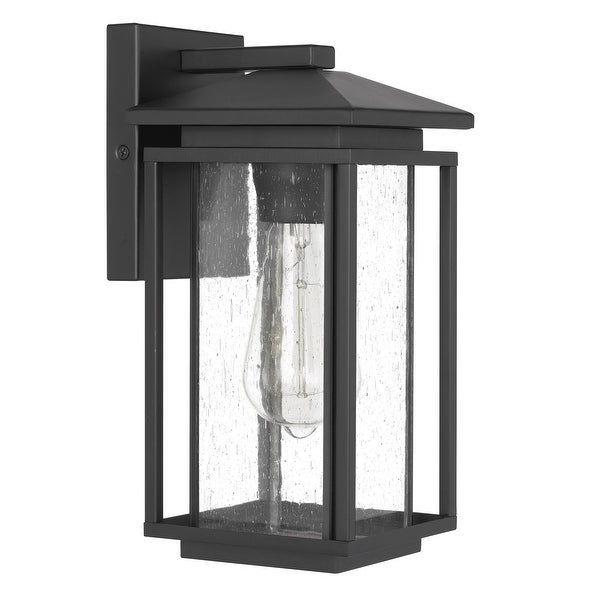 2018 Anner 18'' H Seeded Glass Outdoor Wall Lanterns Inside Breckenridge 11" 1 Light Matte Black Seeded Glass Outdoor (View 10 of 15)