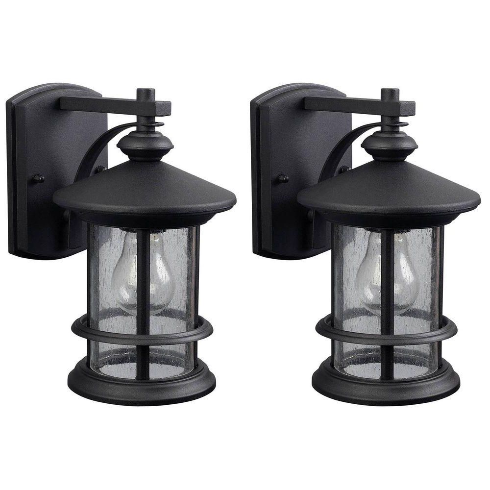 Chicopee 2 – Bulb Glass Outdoor Wall Lanterns Regarding Favorite Canarm Ryder 1 Light Black Outdoor Wall Lantern With (View 4 of 15)