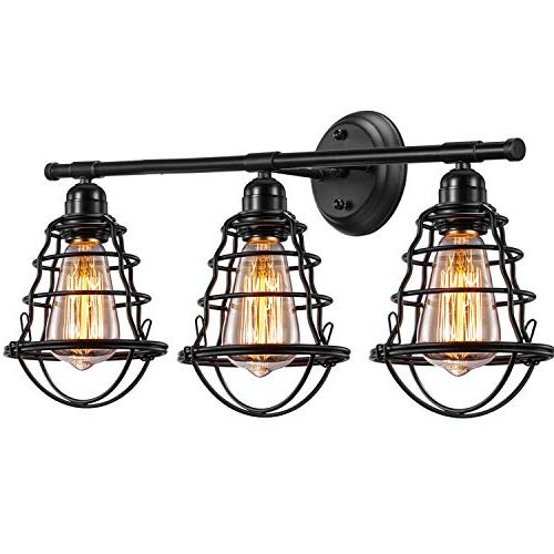 Edison 3 Light Bathroom Vintage Vanity Wall Sconce With Famous Borde Black  (View 10 of 15)