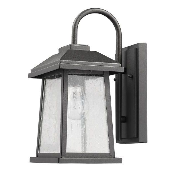 Emaje Black Seeded Glass Outdoor Wall Lanterns Within Recent Williston Forge Bouck Textured Black Seeded Glass Outdoor (Photo 1 of 15)