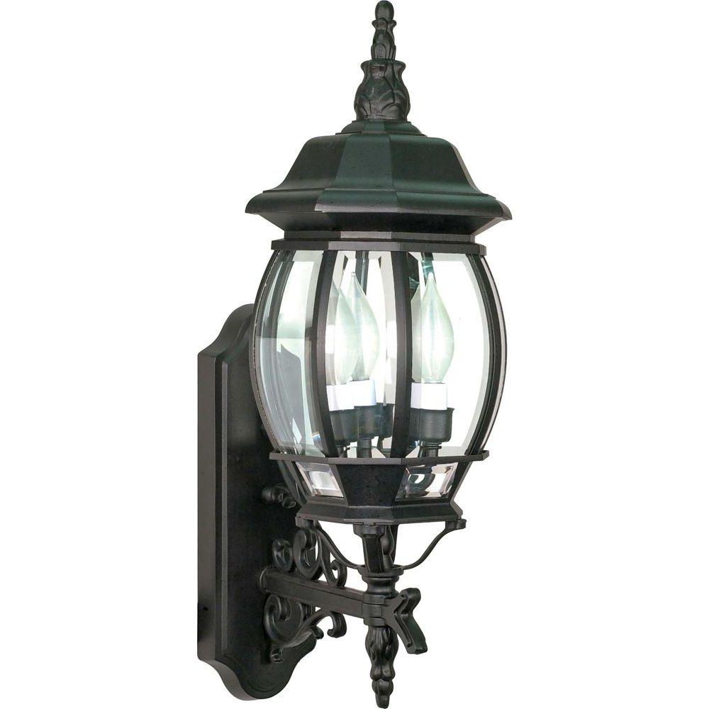 Favorite Glomar 3 Light – 22 In. Wall Lantern With Clear Beveled Within Merild Textured Black Wall Lanterns (Photo 7 of 15)