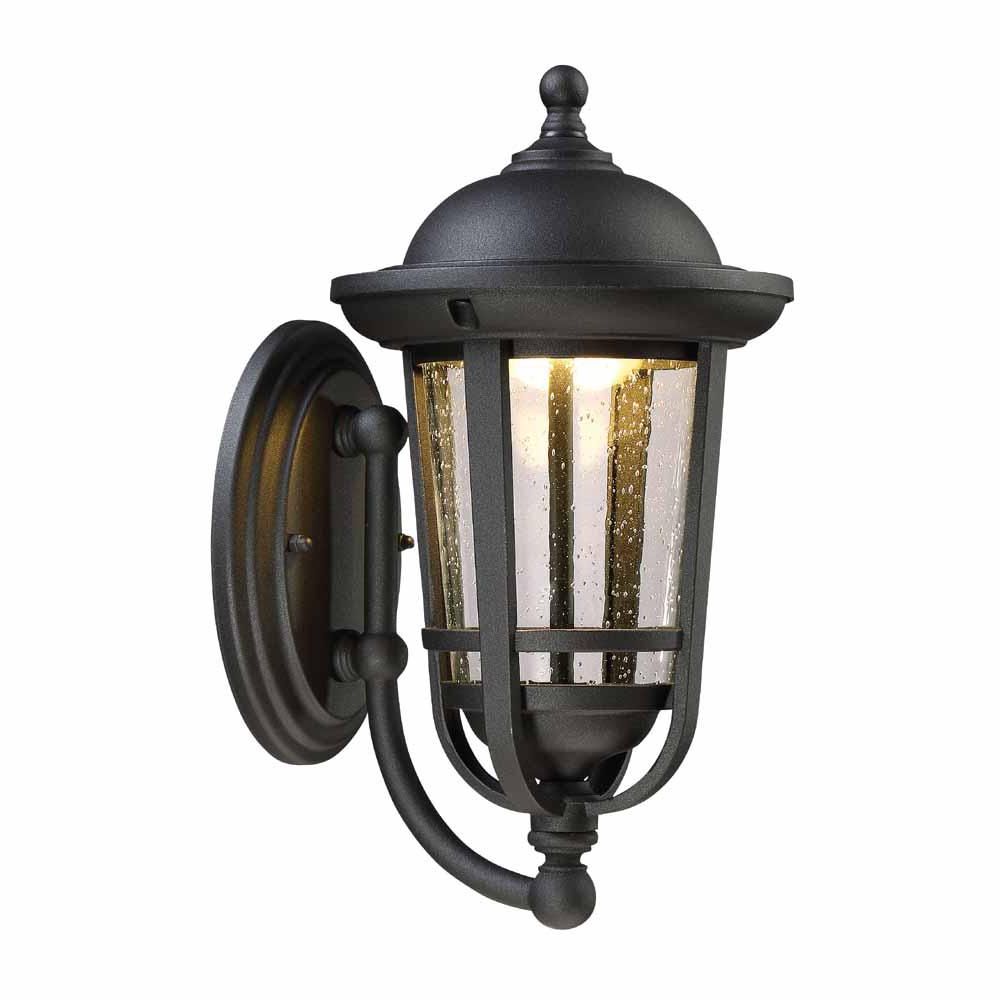 Latest Envirolite 17 In. Led Solid Black Outdoor Wall Lantern In Carrington Beveled Glass Outdoor Wall Lanterns (Photo 6 of 15)