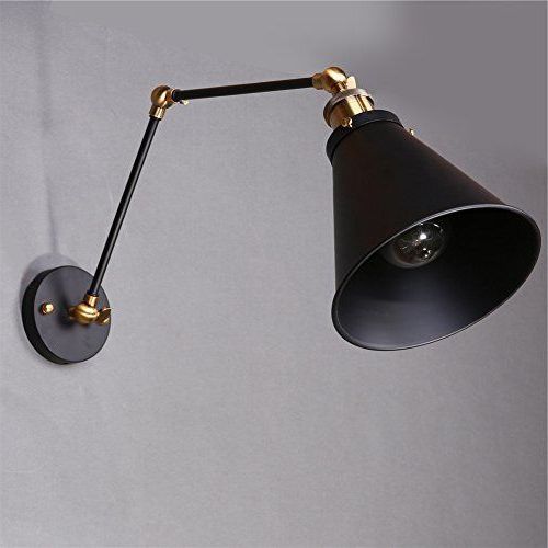 Newest Rickey Matte Antique Black Wall Lanterns Inside Ecopower Vintage Style Simplicity Wall Swing Arm Lamp (View 2 of 15)