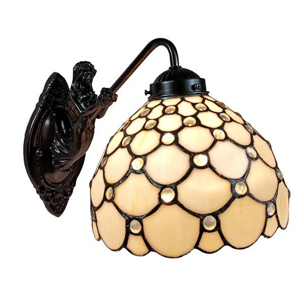 Shop Tiffany Style Wall Lamp White Jeweled Mermaid Arch In Most Up To Date Keikilani Matte Black  (View 13 of 15)