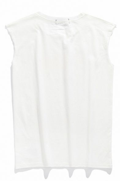 Suprehas Letter Printed Round Neck Sleeveless Leisure For Current Edinburg Black  (View 3 of 15)