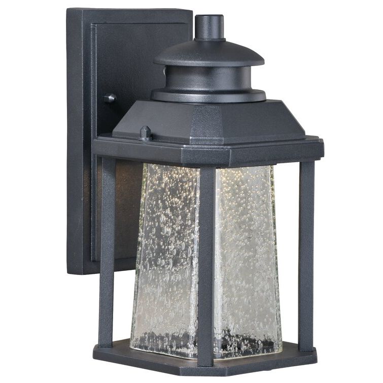 Vernie Black 9.75'' H Integrated Led Outdoor Bulkhead Lights Within Widely Used Brayden Studio® Farren Black Integrated Led Seeded Glass (Photo 10 of 15)