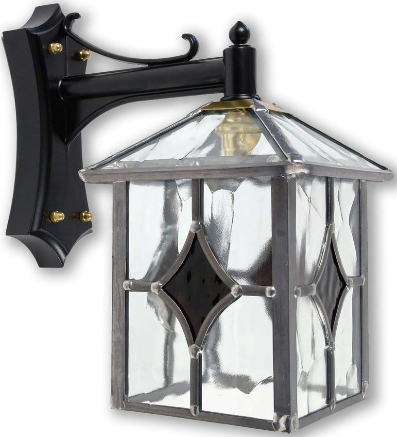 Yeovil Gothic Dark Amber Leaded Glass Traditional Outdoor Pertaining To Favorite Meunier Glass Outdoor Wall Lanterns (View 4 of 15)