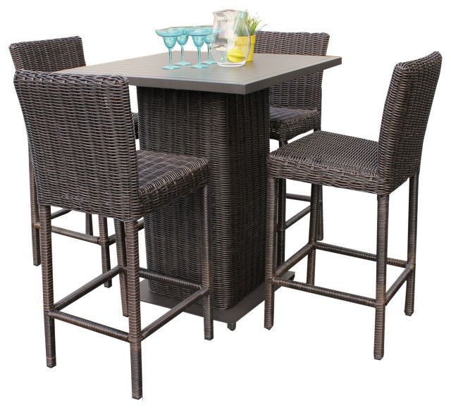 2019 Venice Pub Table Set With Barstools 5 Piece Outdoor Wicker Patio In 5 Piece Outdoor Bar Tables (View 12 of 15)