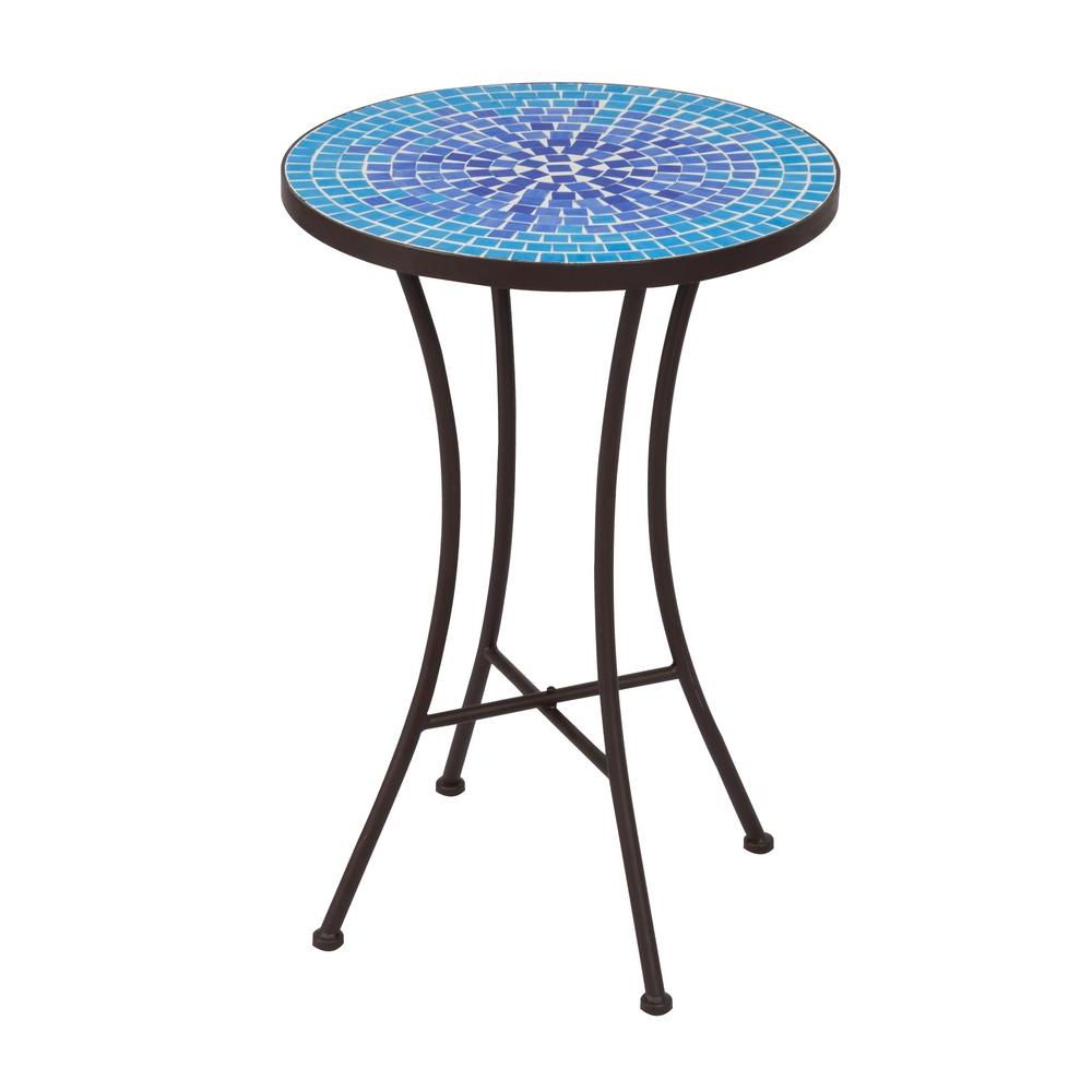2020 Mosaic Outdoor Accent Tables With S'dente Mar Mosaic Metal Outdoor Side Table Omt001 – The Home Depot (View 9 of 15)