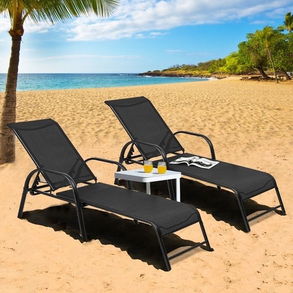 Adjustable Outdoor Lounger Chairs With Most Recent Shop Set Of 2 Outdoor Patio Lounge Chair Adjustable Chaise Recliner (View 11 of 15)