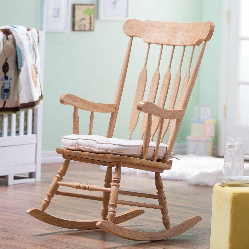 Famous Traditional Classic Spindle Styled Natural Wood Rocking Chair Nursery Regarding Dark Natural Rocking Chairs (View 3 of 15)