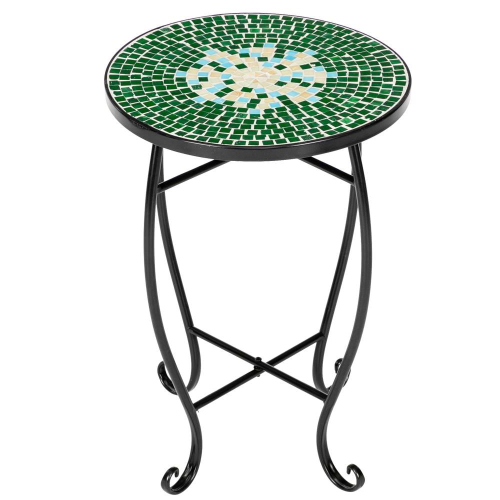 Ktaxon Green Flower Mosaic Wrought Iron Outdoor Accent Table – Walmart For Most Current Mosaic Black Iron Outdoor Accent Tables (View 3 of 15)