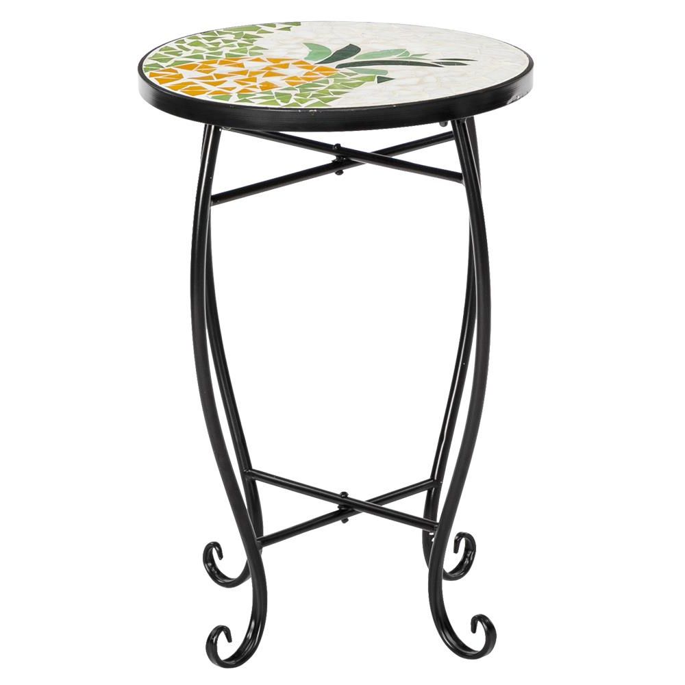 Mosaic Black Iron Outdoor Accent Tables Within Favorite Ktaxon Summer Pineapple Mosaic Wrought Iron Outdoor Accent Table (View 12 of 15)