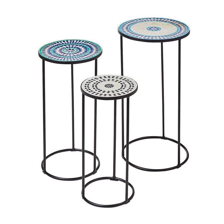 Mosaic Blue Nesting Accent Tables Set Of  (View 4 of 15)