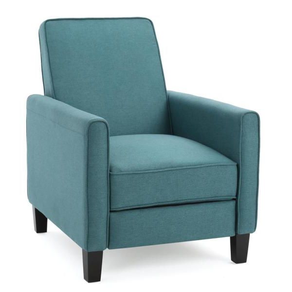 Most Current Dark Wood Outdoor Reclining Chairs In Noble House Darvis Dark Teal Fabric Recliner Club Chair 10786 – The (View 11 of 15)
