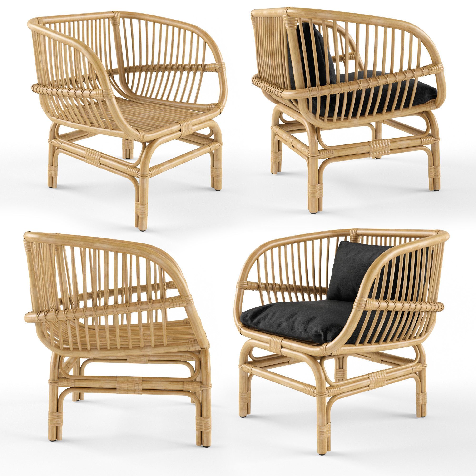 Most Recent Nordal Lounge Chair Natural Rattan 3d Model (View 7 of 15)