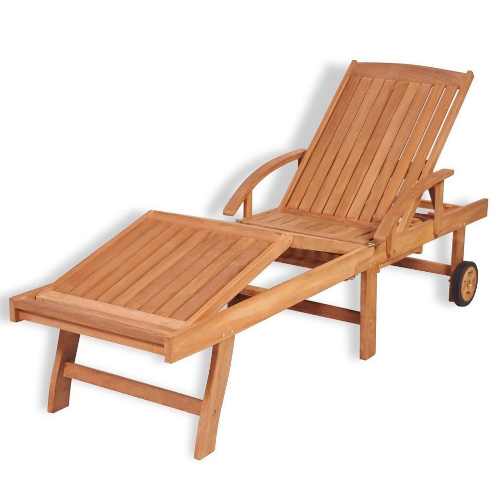 Most Recent Outdoor Sun Lounger Teak Wood Natural Colour Adjustable Patio Garden In Natural Wood Outdoor Lounger Chairs (View 2 of 15)