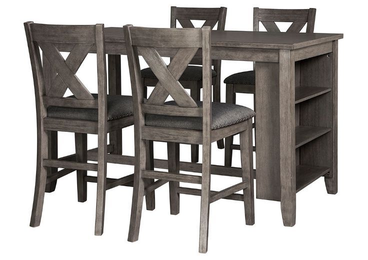 Most Recently Released Bar Tables With 4 Counter Stools With Regard To 5th Avenue Furniture – Mi Caitbrook Dark Gray Dining Set W/4 Bar Stools (View 9 of 15)