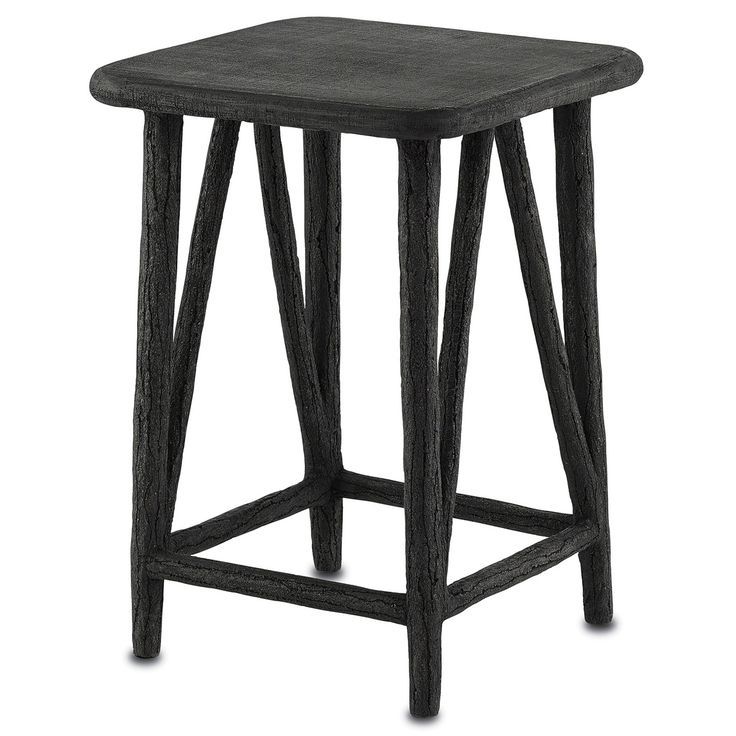 Most Up To Date Black Iron Outdoor Accent Tables With Kathy Kuo Home Naomi Modern Classic Distressed Black Concrete Outdoor (View 8 of 15)