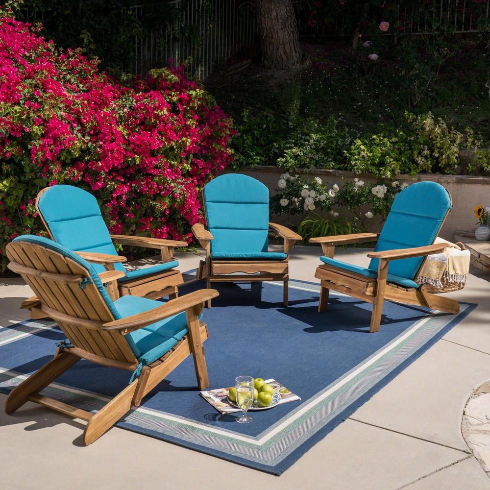 Natural Wood Outdoor Lounger Chairs In Well Known Noble House Malibu Natural Folding Wood Outdoor Lounge Chair With Dark (View 15 of 15)