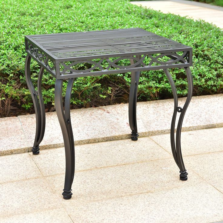 Newest Black Iron Outdoor Accent Tables Intended For Segovia Iron Outdoor End Table (black – Weather Resistant/water (View 7 of 15)