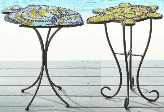 Newest Ocean Mosaic Outdoor Accent Tables Inside Outdoor Side Tables That Bring The Beach & Coast To Your Patio & Porch (View 10 of 15)