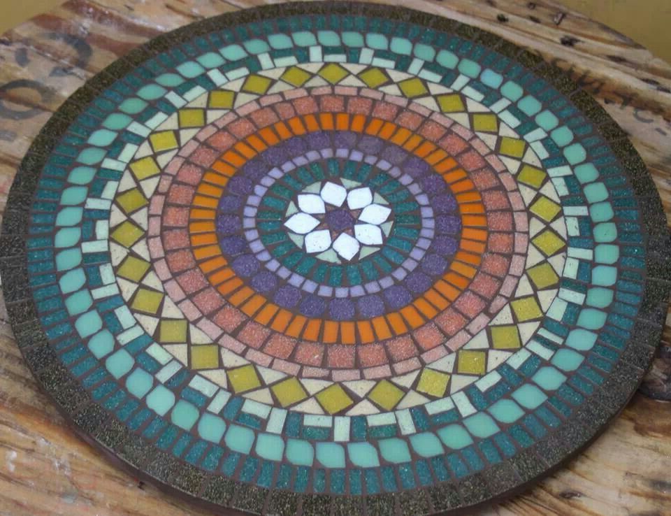 Ocean Wave Mosaic Outdoor Accent Tables Inside Well Liked Mandala (View 10 of 15)