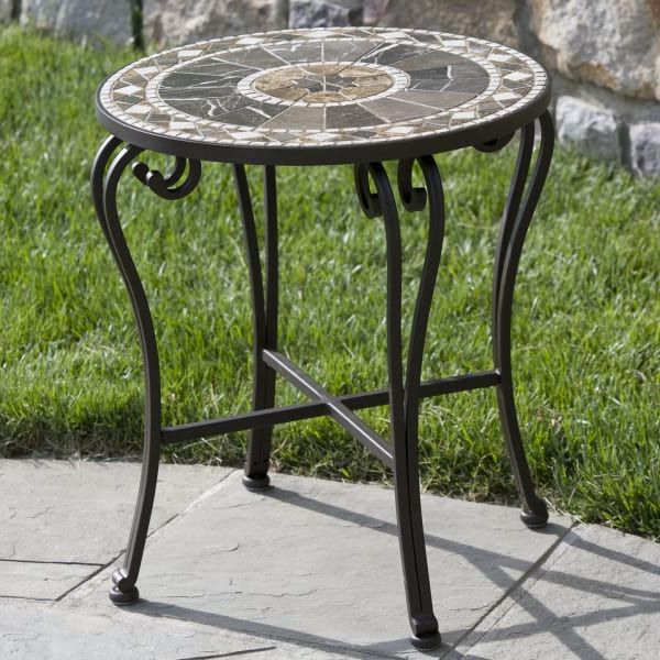 Ocean Wave Mosaic Outdoor Accent Tables Regarding Most Current Galileo Marble Mosaic Side Table (View 2 of 15)