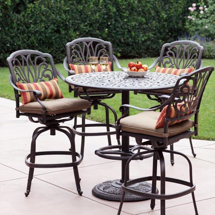 Shop Darlee 5 Piece Elisabeth Cushioned Cast Aluminum Patio Bar Height Intended For Most Up To Date 5 Piece Outdoor Bar Tables (View 9 of 15)