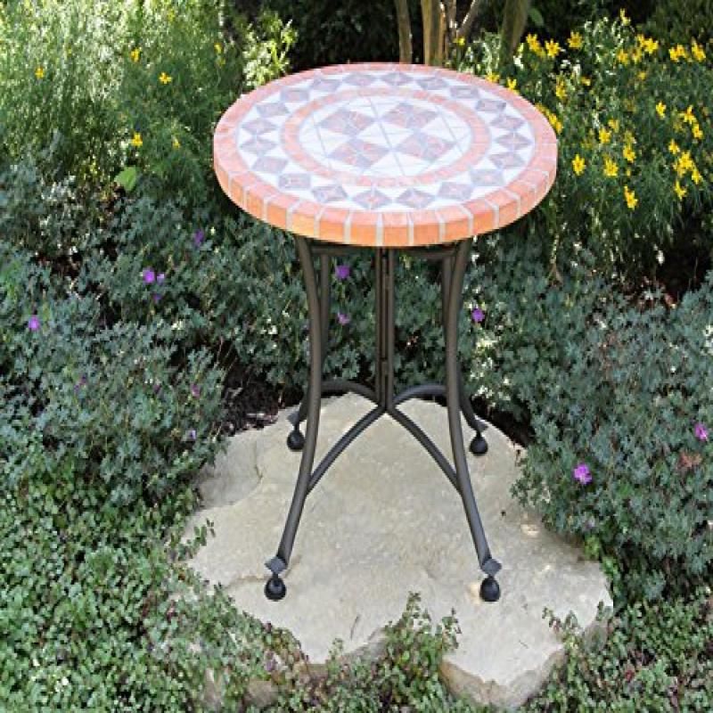 Sunburst Mosaic Outdoor Accent Tables In Well Liked Outdoor Interiors Terra Cotta Mosaic Accent Table With Metal Base,  (View 2 of 15)