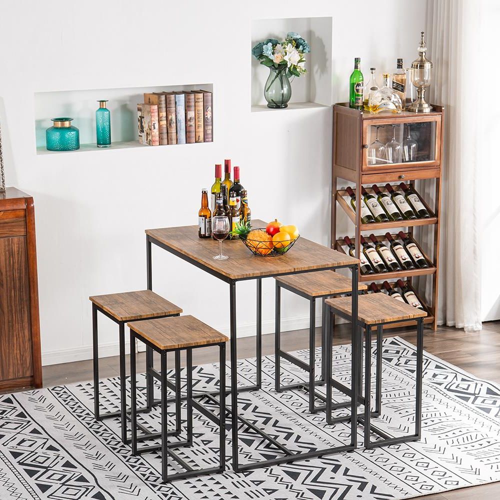 Ubesgoo Dining Table Set,5 Piece Counter Height Pub Table Set With 4 Intended For Most Recently Released Bar Tables With 4 Counter Stools (View 13 of 15)