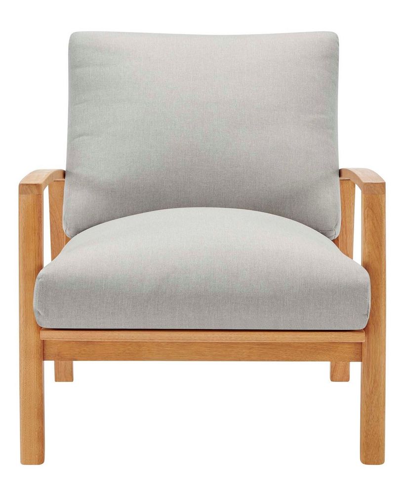 Well Known Natural Wood Outdoor Chairs Within Orlean Light Gray Fabric/natural Wood Patio Lounge Arm Chairmodway (View 12 of 15)