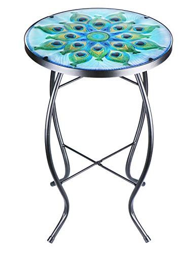Well Known Sunburst Mosaic Outdoor Accent Tables Within Vcuteka Patio Side Table Outdoor Coffee Table Mosaic Accent Table Round (View 12 of 15)