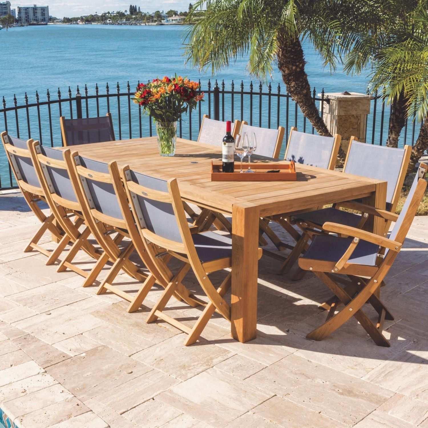 11 Piece Sailmate Teak Patio Dining Set W/ 94 X 44 Inch Rectangular With Newest Teak Outdoor Square Dining Sets (View 5 of 15)