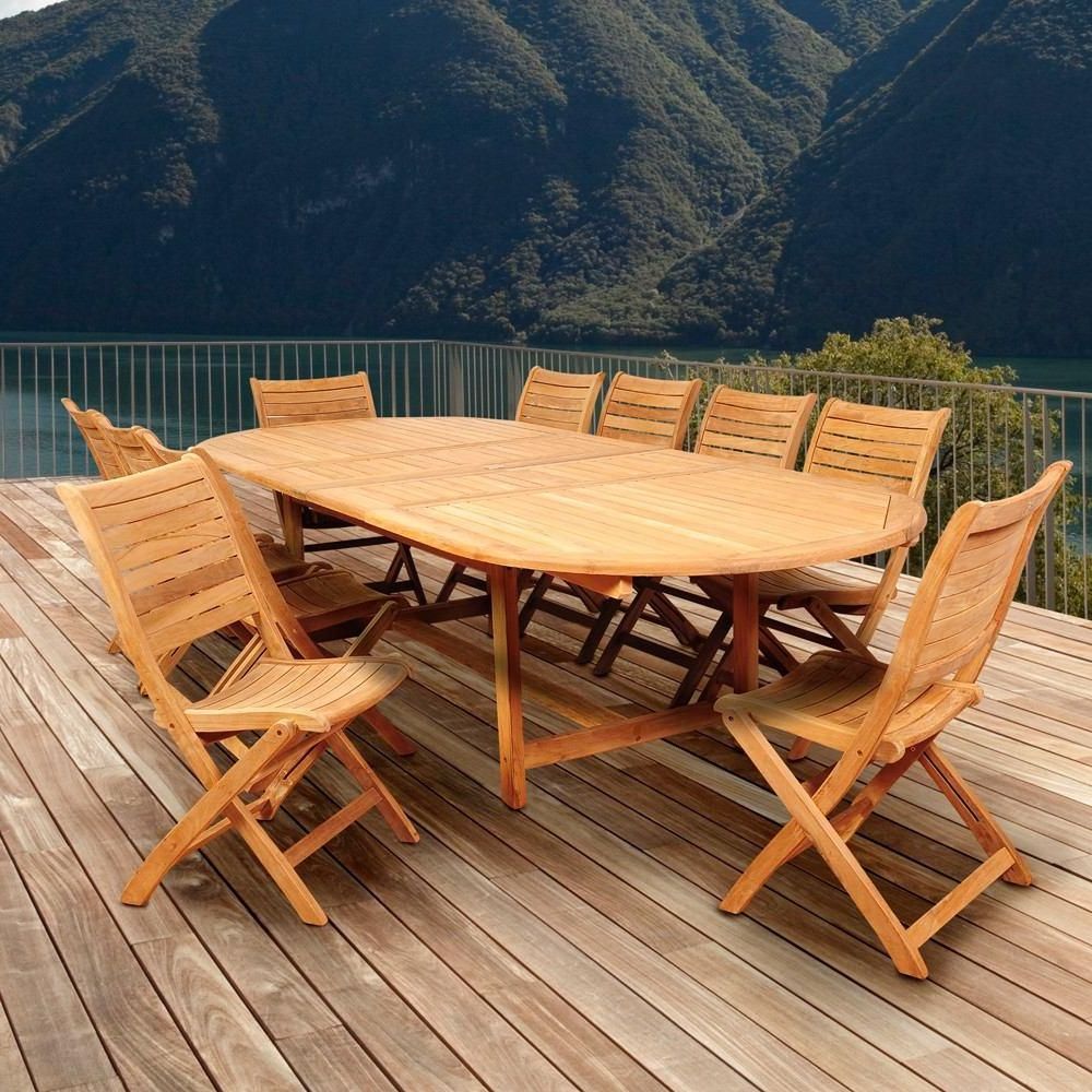 11  Piece Teak Outdoor Dining Set Pertaining To Well Known $3, (View 7 of 15)