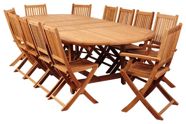 13 Piece Extendable Patio Dining Sets With Preferred Amazonia Highland Park 13 Piece Teak Double Extendable Oval Dining Set (View 4 of 15)