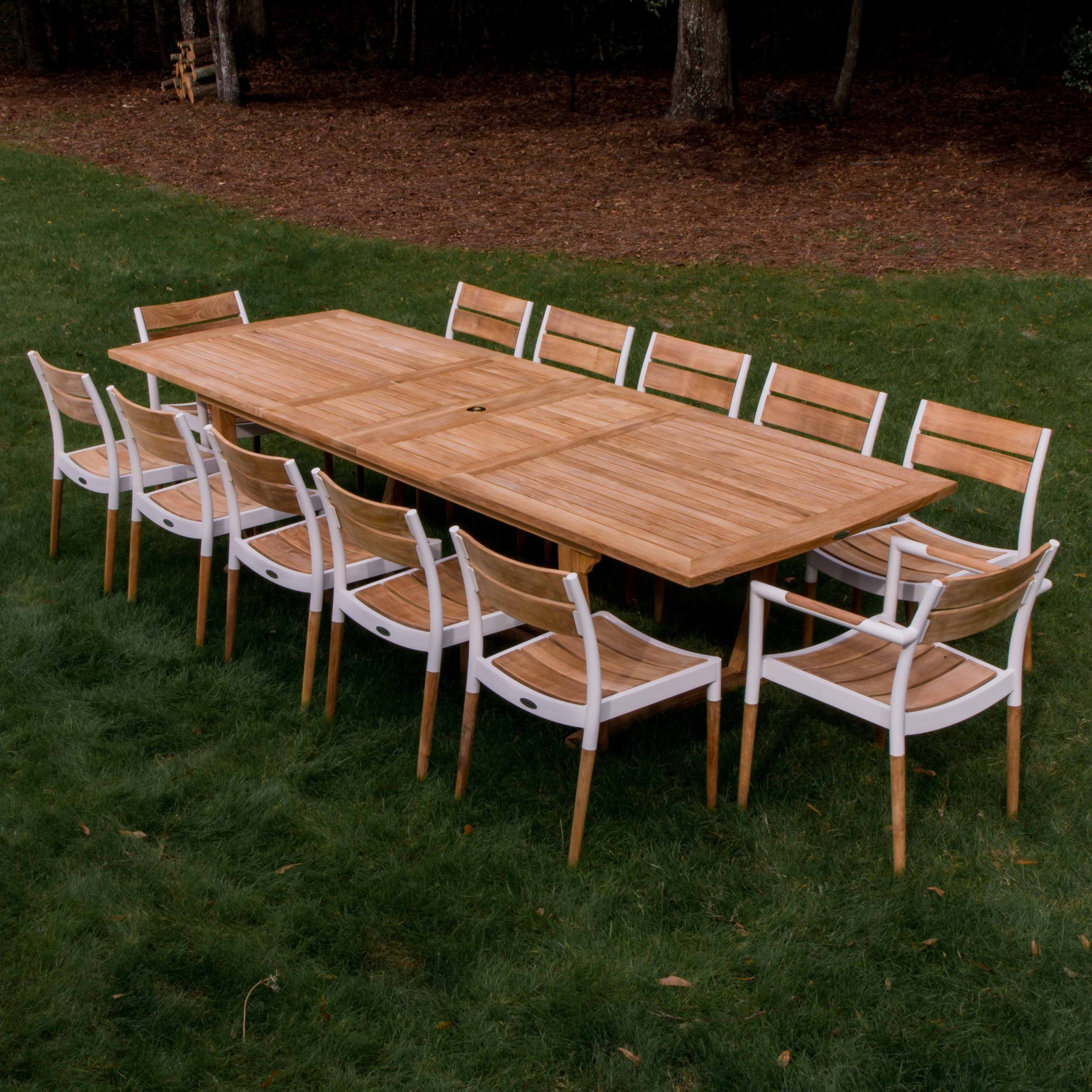 13 Piece Extendable Patio Dining Sets Within Most Popular 13 Piece Outdoor Teak Dining Set (View 2 of 15)