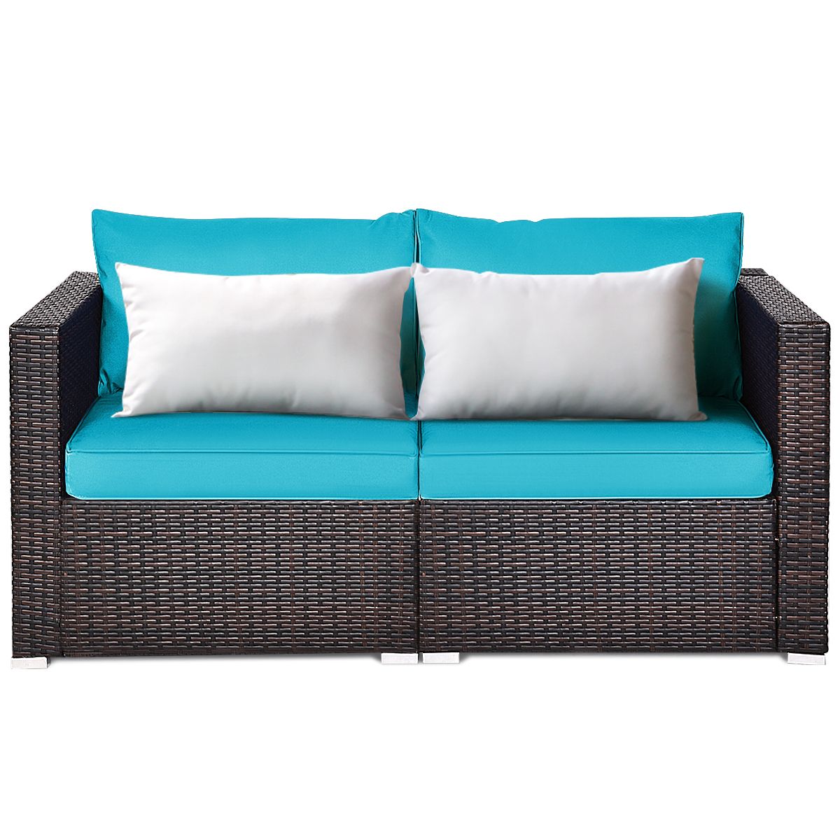2 Piece Outdoor Wicker Sectional Sofa Sets In Widely Used Patiojoy 2 Piece Patio Wicker Corner Sofa Set Rattan Loveseat With (View 2 of 15)