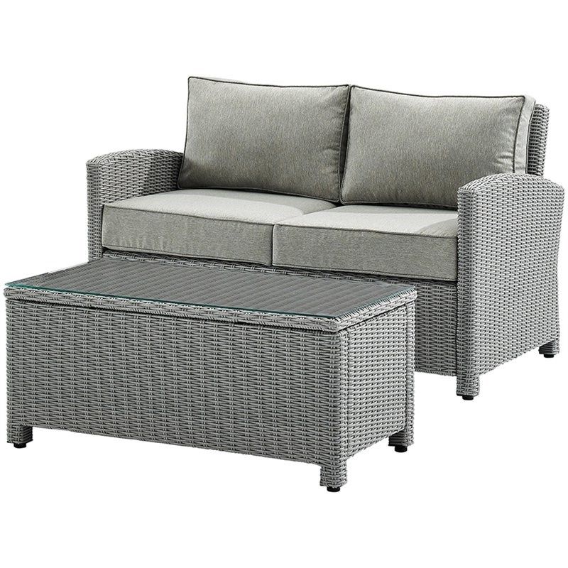 2 Piece Outdoor Wicker Sectional Sofa Sets Pertaining To Recent Crosley Bradenton 2 Piece Wicker Patio Sofa Set In Gray – Ko70025gy Gy (View 6 of 15)